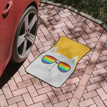 Cute karikatūra kaķis Automašīnas Grīdas Paklāji, custom print auto auto grīdas paklājs Kaķēnu varavīksnes saulesbrilles Automašīnas Grīdas Paklāji, kaķis automašīnas salona de
