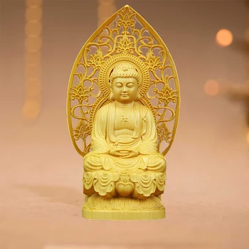 Koka Roku Darbs Tukšums, Lotus Sakyamuni Budas Statuetes Statuja Mājas Apdare Roku Cirsts Tathagata Budas Skulptūra