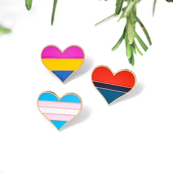 LGBT Varavīksnes Sirds Piespraudes Krāsains Svītrains Radošo Mīlestības Sirds Geju Lesbiešu Broša Metāla Tapas Žetons Emaljas Atloks, Rotaslietas, Dāvanu