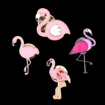 Putnu Flamingo Broša Pin Sievietēm, Vīriešiem Cute Rozā Flamingo Dzīvnieku Pin Atloks, Eļļas Piliens Emaljas Adatas Broša Žetons Rotaslietas Ņieburs 2