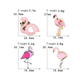 Putnu Flamingo Broša Pin Sievietēm, Vīriešiem Cute Rozā Flamingo Dzīvnieku Pin Atloks, Eļļas Piliens Emaljas Adatas Broša Žetons Rotaslietas Ņieburs 3
