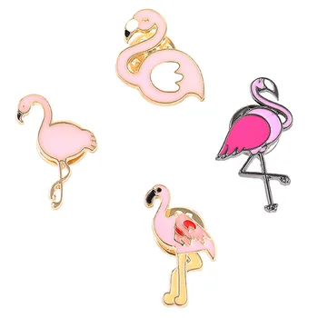 Putnu Flamingo Broša Pin Sievietēm, Vīriešiem Cute Rozā Flamingo Dzīvnieku Pin Atloks, Eļļas Piliens Emaljas Adatas Broša Žetons Rotaslietas Ņieburs 4