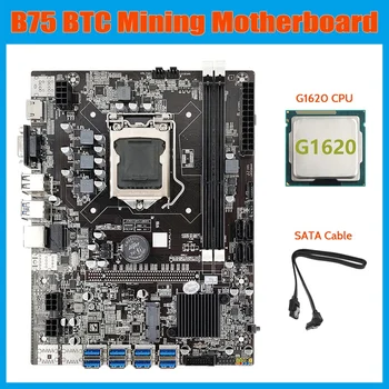 B75 ETH Ieguves Mātesplati 8XPCIE USB Adapteris+G1620 CPU+SATA Kabeli LGA1155 MSATA B75 DDR3 USB BTC Miner Mātesplati