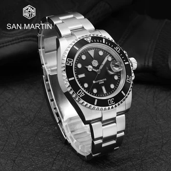 San Martin Vīriešiem Diver Watch Luksusa Automātisko, Mehāniskās rokas Pulkstenis Sapphire 200M Ūdensizturīgs, Gaismas Keramikas Bezel WS200 Kustība