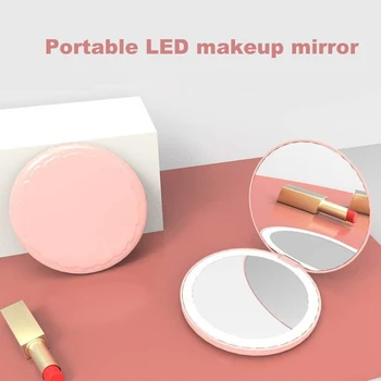 Meitene sirds HD aplauzums spogulis LED aplauzums spogulis ar uzlādes indikators LED mazs spogulis sieviešu flip-top nolokāmi spoguļi