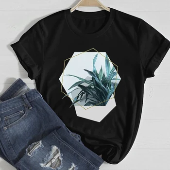 Sieviešu T-krekls Vasaras 2022 ģeometrija Harajuku O-veida kakla Melns Tops femme T krekls Kawaii Modes 90s Īsām Piedurknēm Dāmas Tees Tshirt 0