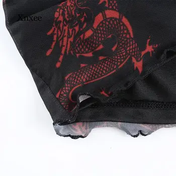 Black Dragon Drukāt Acs Sexy Kultūraugu Top Melnās Backless Bez Piedurknēm Cami Spageti Siksnas Topi, T-Veida Sieviešu Vasaras Apģērbu Streetwear 4