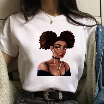 Gadījuma Sexy Āfrikas Meitenes Grafiskais Sieviešu T-Krekls Vasaras Zaudēt Tees Īsām Piedurknēm O-veida Kakla Blūze Dāmas Baltā Sieviešu Topi Apģērbi