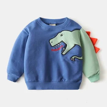 Pavasarī Bērni Hoodies sporta Krekli Bērniem Dinozauru T-krekls Kokvilnas Džemperi, Topi par Bērnu Zēniem Rudens Ikdienas Drēbes 1-6 Gadiem