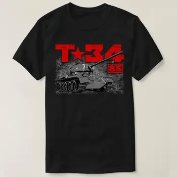 T-34-85 Padomju Vidējais Tanks Vīriešu T-Krekls Ar Īsām Piedurknēm Gadījuma 100% Kokvilnas O-Veida Kakla Vasaras TShirt