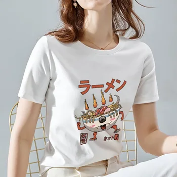 Vasaras Sieviešu Japāņu T-krekls Gudrs Briesmonis Sērijas Modelis Top Modes Apaļu Kakla Īsām Piedurknēm Slim Poliestera Ērti Augšu