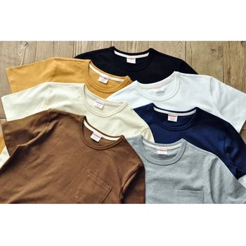 Topi, t-veida, Vīriešu T-krekls Bieza Krekli Vīriešiem tīrtoņa Krāsu Double-kokvilnas auduma, ar Īsām Piedurknēm Anti-deformācija, 340g