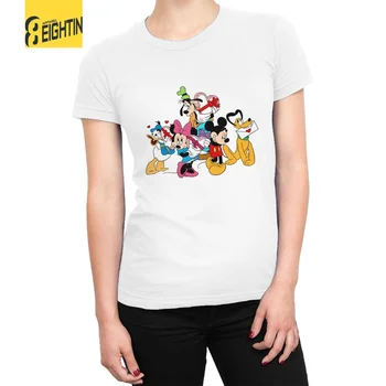 Micky Draugiem Valentīna T-krekli, Sieviešu Punk Donald Duck 100% Kokvilnas T Krekls ar Īsām Piedurknēm Topi, t-veida Apkalpes Kakla Sieviešu Apģērbs