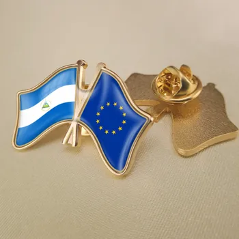 Eiropas Savienības un Nikaragva Šķērsoja Dubulto Draudzība Karogi Broša Nozīmītes Atloks Pins