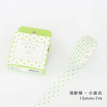 1,5 cm, 7m 1 gab. fona dizaina gaiši zaļā punkta stila washi lentes DIY Albums Uzlīmju Maskēšanas mājas dekoru