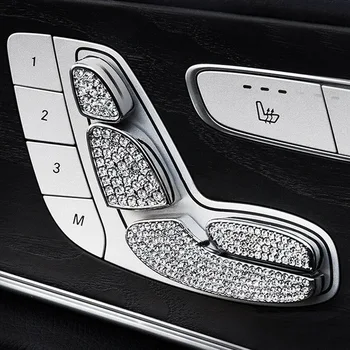Sudraba Bling Kristāla Sēdekļa Pielāgot Vadības Slēdzis Dekoru Segtu Apdares priekš Mercedes Benz C E GLC W205 W213 X205 2015+