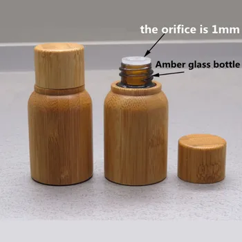 2ps/daudz 10ml Bambusa Koka Eļļa, kas Uzpildāmas Pudeles , Kosmētikas Iepakojuma Tukšs Bambusa Dzintara krāsas Stikla Eļļas Pudeli Atteikties