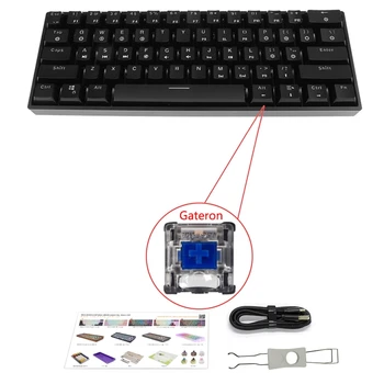 USB Vadu Mehāniskā Tastatūra ar RGB Backlit Bezvadu Spēļu Klaviatūra 61 Atslēgas Spēlētājs Ūdensizturīgs