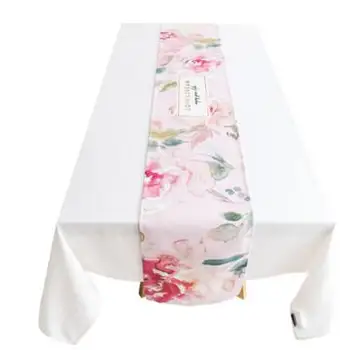 akvarelis rozā ziedi modelis galda runner kokvilnas veļu, galda auduma galda dekori Kāzu svinības, Svētku Galda Iestatīšana