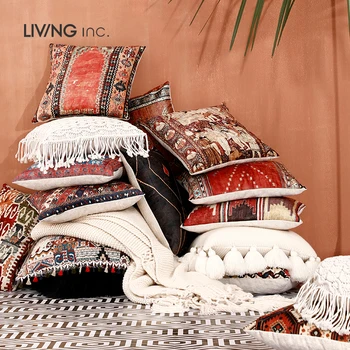 Marokas Valsts Stilā Samta Spilvens Gadījumā Pilnu Krāsu Modelis Spilvena Segums Mīkstas Ādas Tekstūru Dīvāna Spilvena Segums, Mājas Dekoru