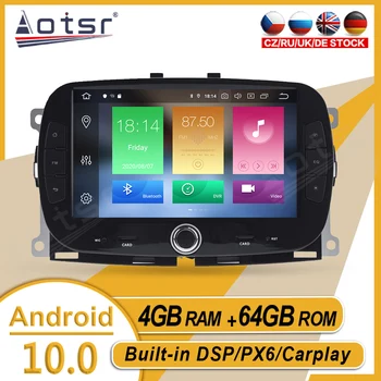 64G Android GPS Navi Lentes Radio Diktofons Stereo Multimedia Player PX6 Par Fiat 500 2015 2016 2017 2018 2019 Automašīnas Vadītājs Vienība 1 Din 0
