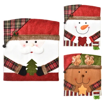 Ziemassvētku Krēsla Aizmugurējo Vāciņu Cute Karikatūra Santa Claus, Sniegavīrs Ziemeļbriežu Sēdekļa Slipcover Ziemassvētki Virtuves, Ēdamistabas Svētku Brīvdienās