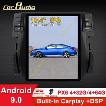 6-Core Android 9 10.4 Collu Tesla Stila Vertikāla Ekrāna Honda Civic 2015-2020 Auto Radio Stereo Bluetooth GPS Navigācijas iekārta