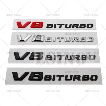3D V8 Biturbo Automašīnas Bagāžnieka ABS Žetona Emblēma Uz Auto Aizmuguri Ķermeņa Tailgate Spārnu Durvīm Līmi Žetons par Mercedes Benz 2014 - 2016