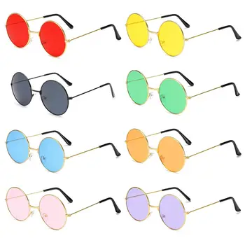 Modes Disco Hipiju Sievietes Vīrieši Apli Apaļas Brilles, Saulesbrilles, Metāla, Saulesbrilles, Briļļu Retro Hipiju Saulesbrilles Metāla Glāzes