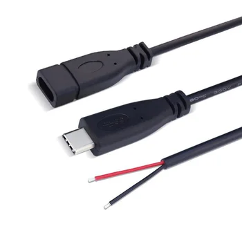 1gb/5pcs 25cm USB 2.0 Type-C Barošanas Pagarinājuma Vadu Kabeli Lādētāja Savienotājs Vīrietis Sieviete Plug 2-pin uz 4-pin Datu līnijas 3