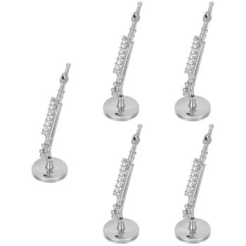 5 Komplekti Vara Miniatūras Flautai Mini Mūzikas Instrumenta Modeli, Mini Flauta Modelis ar Uzglabāšanas Kaste