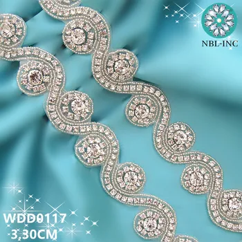 (10 metri) Vairumtirdzniecības līgavas fāzēm aplikācijas sudraba kristālam, rhinestone trim dzelzs par kāzu kleitu apģērba vērtnes WDD0117