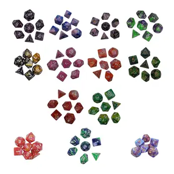 7Pcs Akrila Polyhedral dambretes kauliņus Uzstādīt Polyhedron Dice Izklaides Rotaļlietu Kolekcija ir Ģimenes Sanākšana Lomu spēles, Galda Spēles