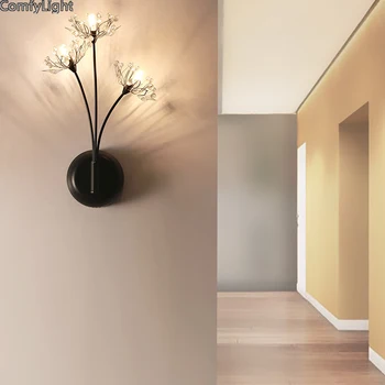 Kristāla sienas lampas led vienkāršu mūsdienu minimālisma dekoratīvās Dzīvojamā istabā ziedu Dekori eju guļamistaba gultas nakts apgaismojums led