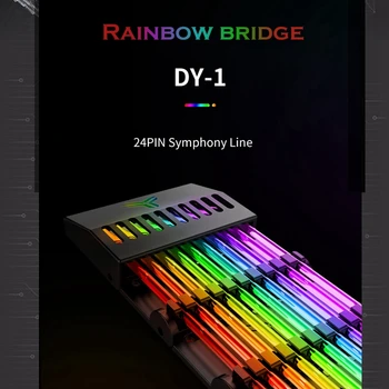 JONSBO PSU pagarinātāja Vads RGB Kanāla Vāks Varavīksnes Tilts 24Pin ATX Kabeļu MOD Simfonija Līnijas, 5V Varavīksnes RGB M/B SINHRONIZĀCIJA 4