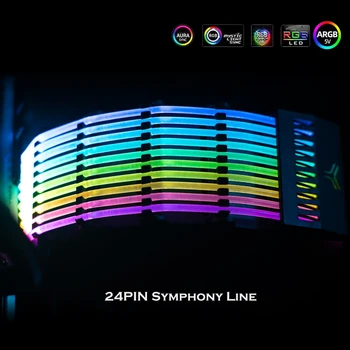 JONSBO PSU pagarinātāja Vads RGB Kanāla Vāks Varavīksnes Tilts 24Pin ATX Kabeļu MOD Simfonija Līnijas, 5V Varavīksnes RGB M/B SINHRONIZĀCIJA 5