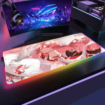 Yae Miko RGB Spēļu Paklājiņš Peles Paliktņa XXL Spēlētājs Liela Galda Paklājiņš Backlit peles paliktnis Liela Virsmas Peles Paklājs Datoru Mause Ped 1