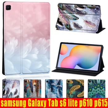 Spalvu Tablet Case for Samsung Galaxy Tab S6 Lite P610 P615 10.4 Collu Triecienizturīgs Augstas Kvalitātes Pārsegs Ādas Stāvēt uz Lietu