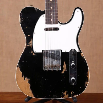 Pasūtījuma Veikalā Eelectric Ģitāra relikvijas, ar rokām,Melnas krāsas master veidot relikts TL guitarra