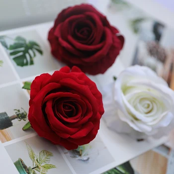 20pcs/daudz Augstas touch Mākslīgās vilnas auduma rožu vadītājs kāzu dekorēšana ziemassvētku puse DIY ziedu piederumi photograp aksesuāri 1