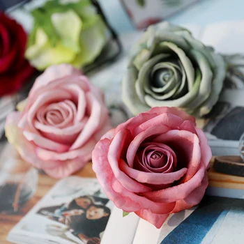 20pcs/daudz Augstas touch Mākslīgās vilnas auduma rožu vadītājs kāzu dekorēšana ziemassvētku puse DIY ziedu piederumi photograp aksesuāri 2