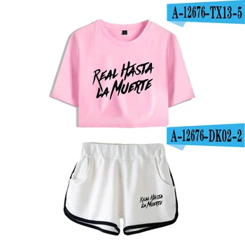 Anuel AA Nekustamā Hasta La Muerte T+Šorti Komplekti Meitenēm Rasas nabas t krekls+Karstā bikses Homewear Sporta Komplekts, pidžamas Anuel AA