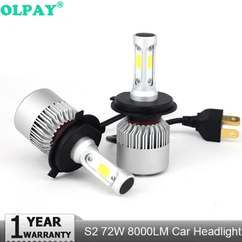 OLPAY 8000lm Uzlabota S2 Led Auto Lukturu ar Spēcīgu COB Mikroshēmas H1, H3, H4, H7, H8, H9 H11 880 881 9004 9005 9006 9007 led Lampas