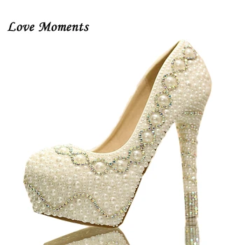 Mīlas Brīži, balta/ziloņkaula modes sieviešu kāzu kurpes sieviete augstpapēžu platformas kurpes gentlewomen līgavas kurpes sieviešu Augstās Sūkņi