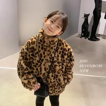 Modes Jauns Bērnu Meitene Zēnu Ziemas Jaka Leopard Mākslīgās Kažokādas Bieza Zīdaiņu Toddler Silts Mētelis Kažokādas Bērnu Apģērbu Outwear 2-10Y E527 0