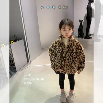 Modes Jauns Bērnu Meitene Zēnu Ziemas Jaka Leopard Mākslīgās Kažokādas Bieza Zīdaiņu Toddler Silts Mētelis Kažokādas Bērnu Apģērbu Outwear 2-10Y E527 1
