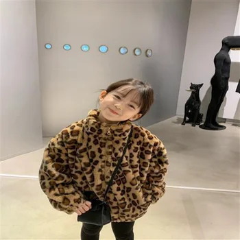 Modes Jauns Bērnu Meitene Zēnu Ziemas Jaka Leopard Mākslīgās Kažokādas Bieza Zīdaiņu Toddler Silts Mētelis Kažokādas Bērnu Apģērbu Outwear 2-10Y E527 4