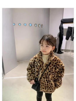 Modes Jauns Bērnu Meitene Zēnu Ziemas Jaka Leopard Mākslīgās Kažokādas Bieza Zīdaiņu Toddler Silts Mētelis Kažokādas Bērnu Apģērbu Outwear 2-10Y E527 5