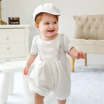 Jaundzimušā bērna Puiku Apģērbu komplektu ar Cepuri, Anglija Vasaras Bērnu Apģērbs, Bērnu Apģērbs, Baby Toddler Apģērbu RBS195003