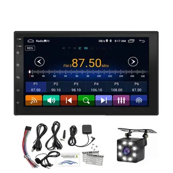 Auto Stereo Atskaņotājs Ar GPS Navigācijas 7, Android 10.1 2 Din Auto Multimedia Player Touch Screen Bluetooths USB Atpakaļskata Kamera
